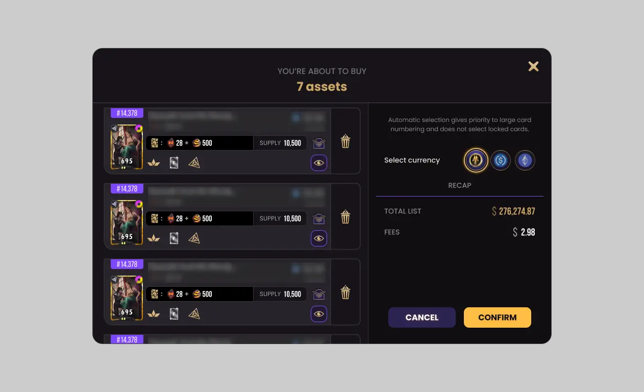 Listing de la marketplace Portal